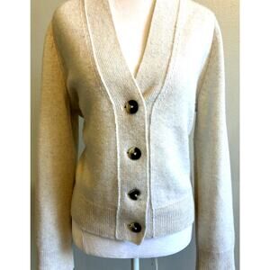 Antonio Melani 100% Cashmere Cropped Cardigan Button Sweater Minimalist Luxury M